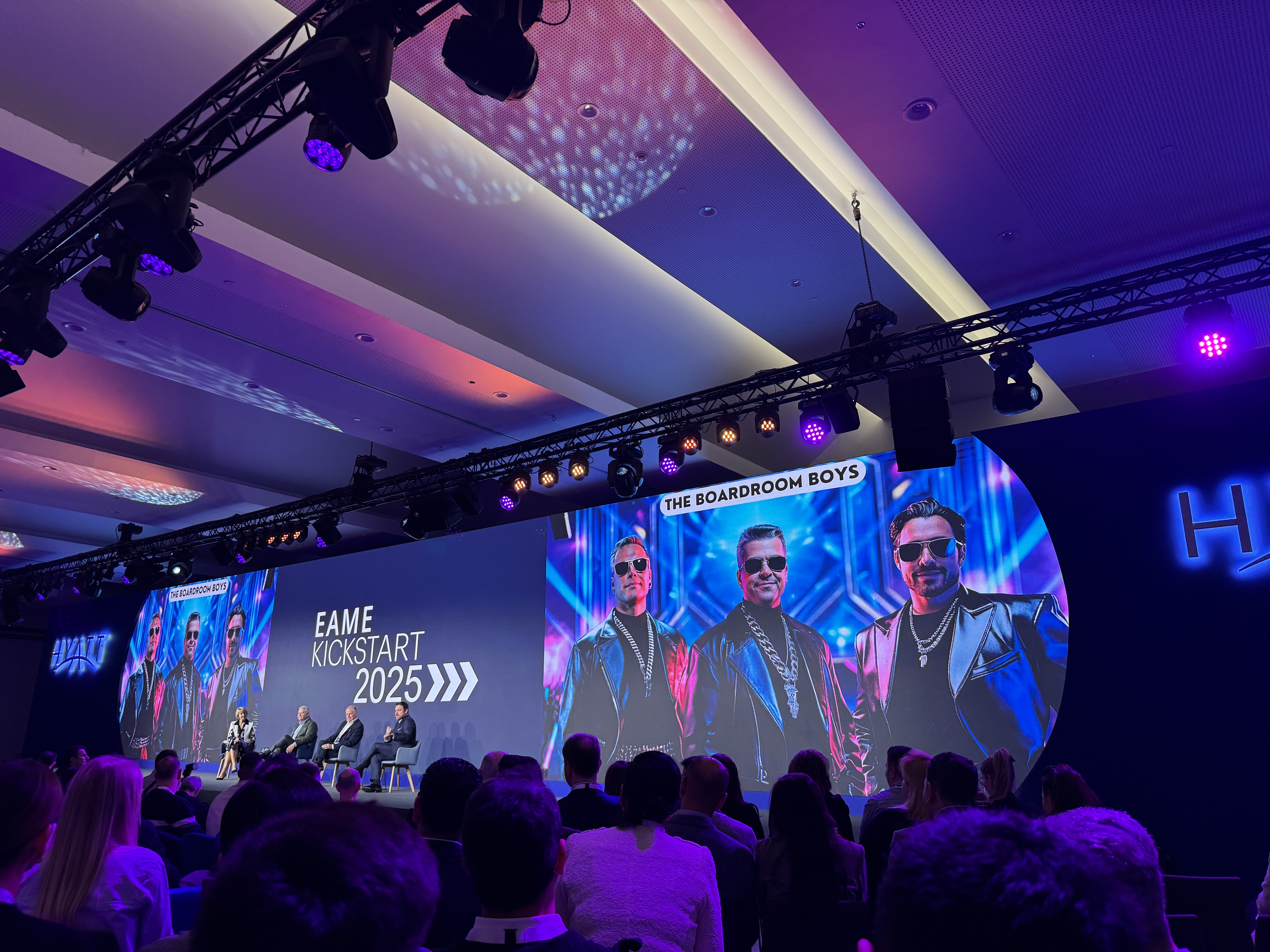 AI-generated Hyatt corporate event video still